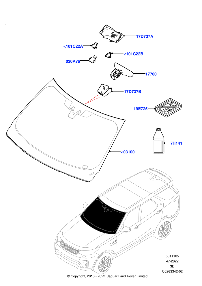 Windscreen/Inside Rear View Mirror (Solihull Plant Build)((V)FROMHA000001)
