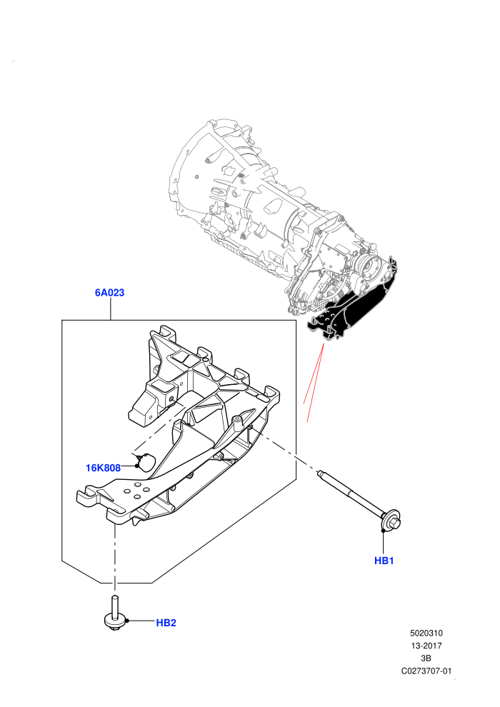 Transmission Mounting (3.0L DOHC GDI SC V6 PETROL,5.0 Litre supercharged enhanced)