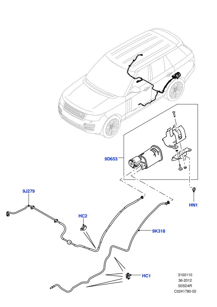 Fuel Lines ((-)CDN/MEX/USA,5.0L OHC SGDI NA V8 Petrol - AJ133,EU6 Emissions)(Rear)