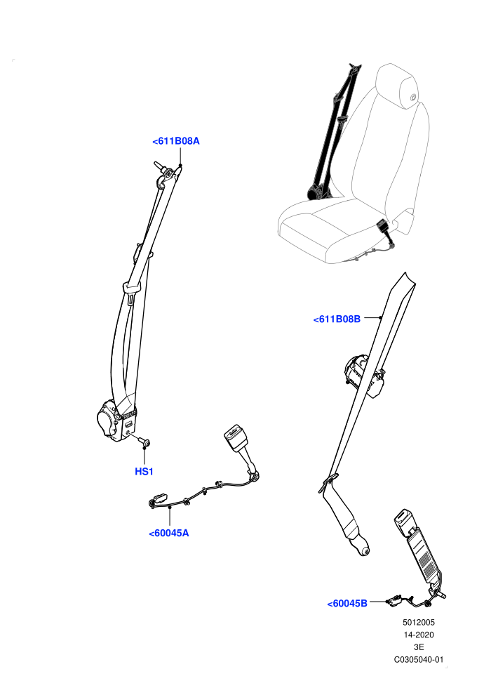 Front Seat Belts (Short Wheelbase)