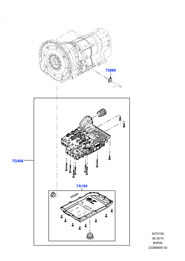 Valve Body - Main Control & Servo's (8 Speed Auto Trans ZF 8HP45)(Solihull Plant Build,Transmission Control Valve)((V)FROMAA000001)