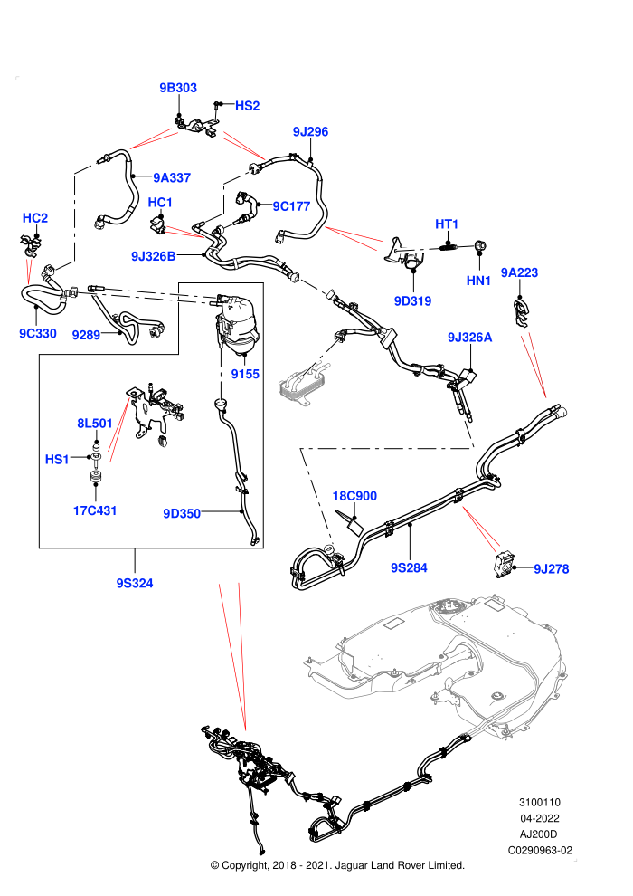 Fuel Lines (2.0L I4 DSL HIGH DOHC AJ200,Fuel Tank-Diesel)(Nitra Plant Build)((V)FROMK2000001)