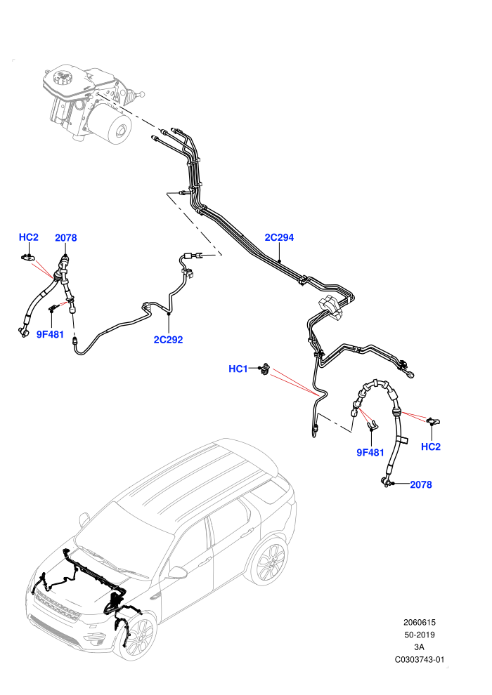 Front Brake Pipes (Electric Engine Battery-PHEV,Halewood (UK),RHD)((V)FROMLH000001)