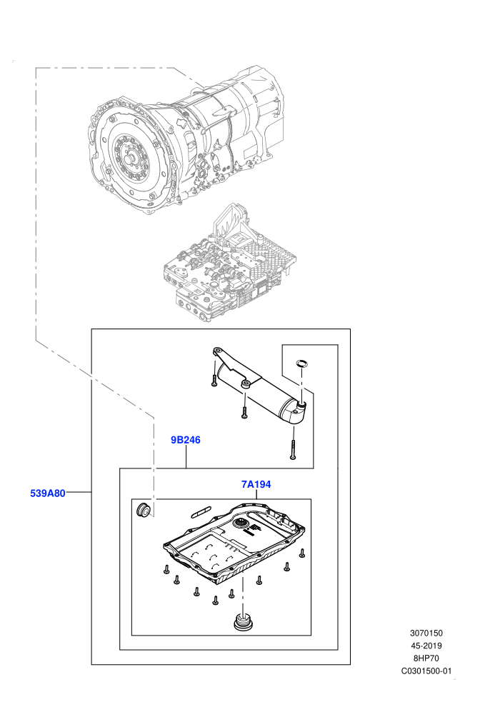 Valve Body - Main Control & Servo's (2.0L I4 DSL HIGH DOHC AJ200,5.0 Petrol AJ133 DOHC CDA,8 Speed Auto Trans ZF 8HP70 4WD,Starter - Stop/Start System)(Nitra Plant Build)
