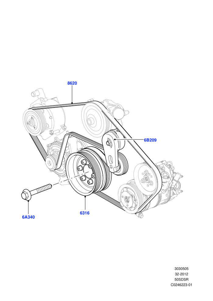 Pulleys And Drive Belts (5.0L OHC SGDI SC V8 Petrol - AJ133)((V)FROMAA000001)