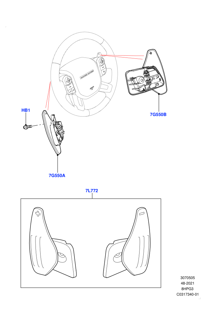 Gear Change-Automatic Transmission (8HP Gen3 Hybrid Trans,Paddle Shift,Paddle shift - Aluminium,Paddle Shift - Noble)(Steering Wheel)