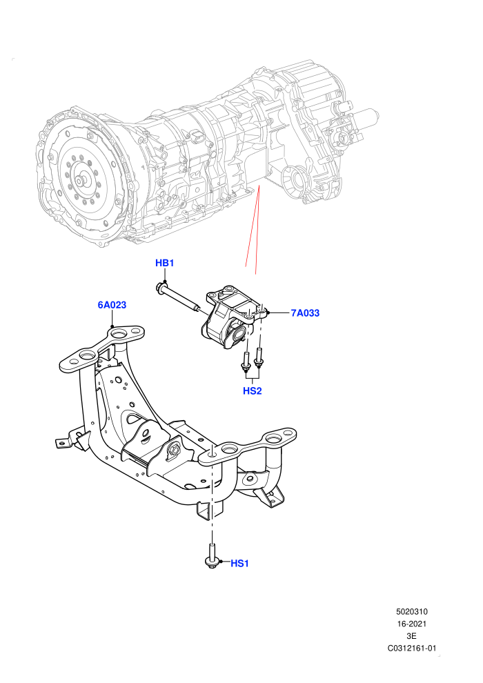 Transmission Mounting (5.0 Petrol AJ133 DOHC CDA)(Nitra Plant Build)((V)FROMM2000001)