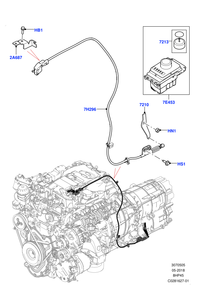 Gear Change-Automatic Transmission (2.0L I4 High DOHC AJ200 Petrol,8 Speed Auto Trans ZF 8HP45)(Solihull Plant Build)((V)FROMJA000001)