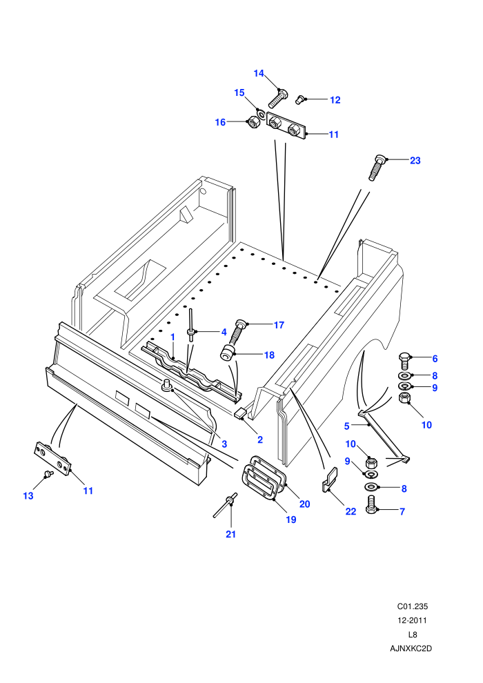 Rear Body Lower - Mountings (110&nbsp;Wheelbase,130&nbsp;Wheelbase,Crew Cab HCPU,Hard Top,Pick Up,Soft Top)((V)FROM7A000001)