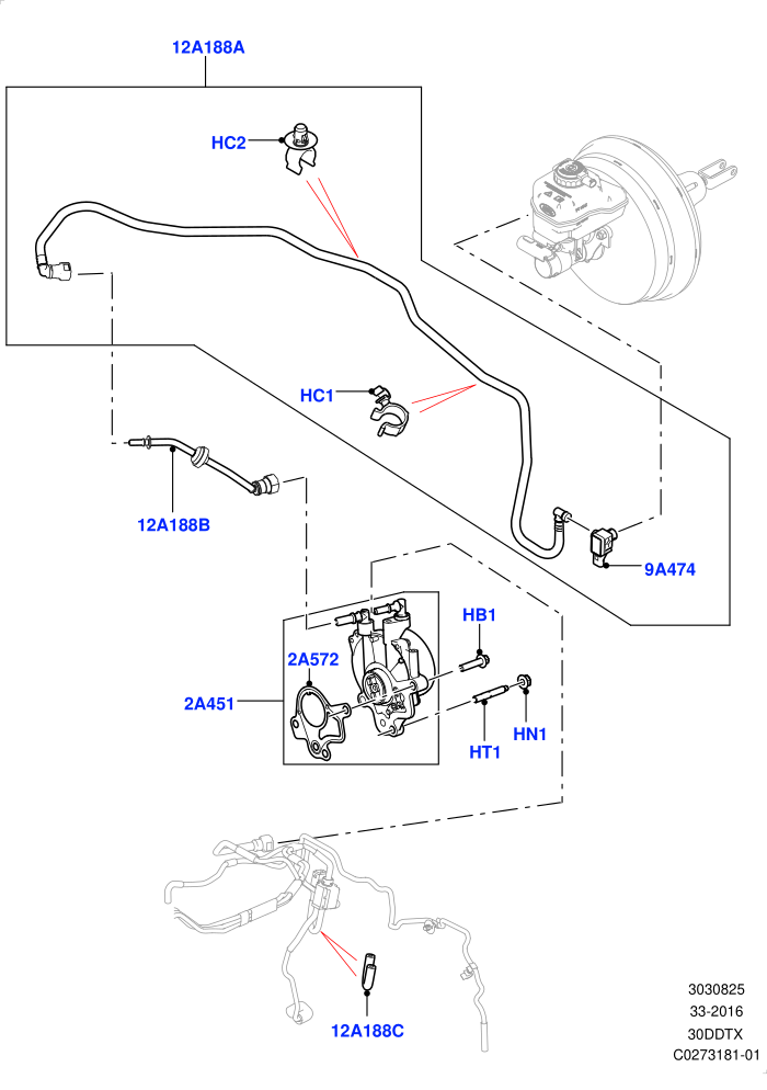 Vacuum Control And Air Injection (3.0 V6 Diesel,8 Speed Auto Trans ZF 8HP70 4WD,LHD)(Solihull Plant Build,Vacuum Pump And Hoses)((V)FROMHA000001)