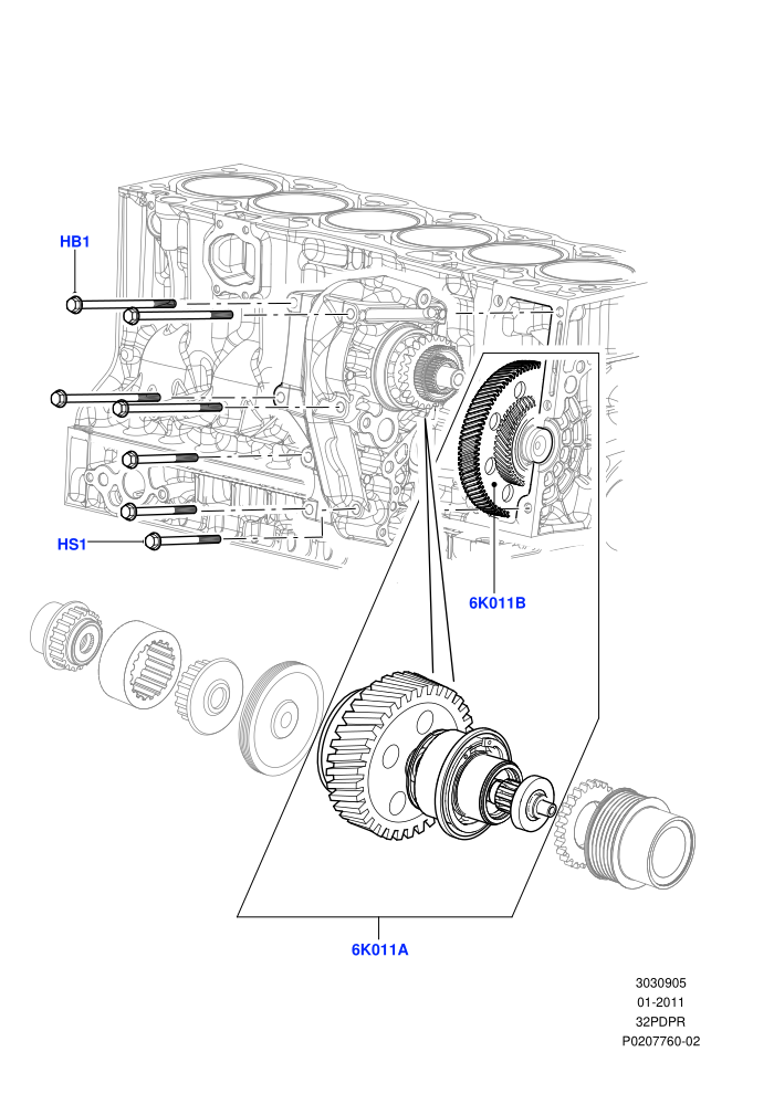 Timing Gear (3.2L DOHC MPI Petrol I6)(Timing Gearhouse Assembly)