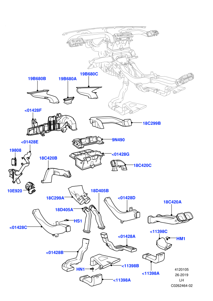 Air Vents, Louvres And Ducts (Halewood (UK),Head Up Display,LHD)(Internal Components)((V)FROMGH000001)