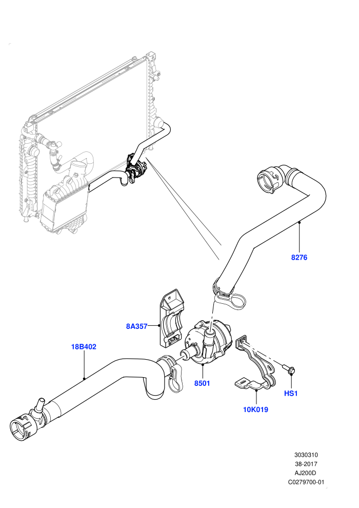 Water Pump (2.0L I4 DSL HIGH DOHC AJ200,Halewood (UK))(Auxiliary Unit)((V)FROMJH000001)