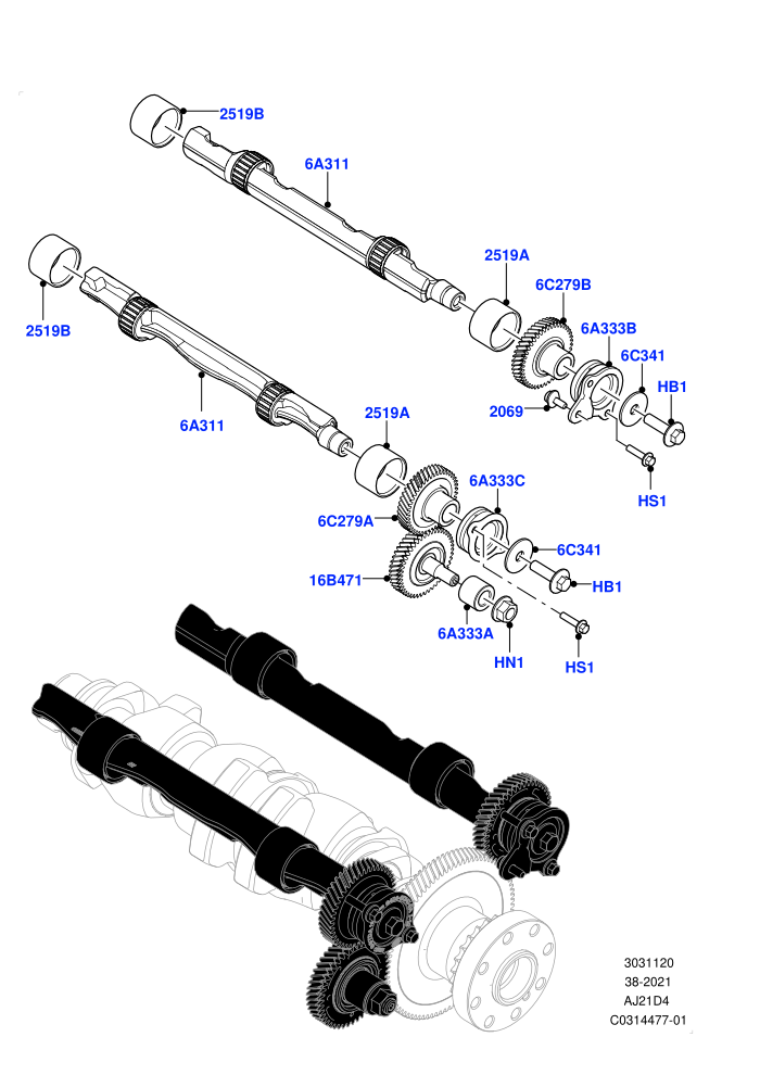 Balance Shafts And Drive (2.0L AJ21D4 Diesel Mid,Itatiaia (Brazil))