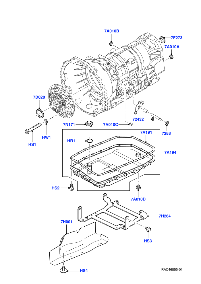 Transmission External Components (5.0L OHC SGDI NA V8 Petrol - AJ133,5.0L OHC SGDI SC V8 Petrol - AJ133,6 Speed Auto ZF 6HP26 Steptronic)((V)FROMAA000001)