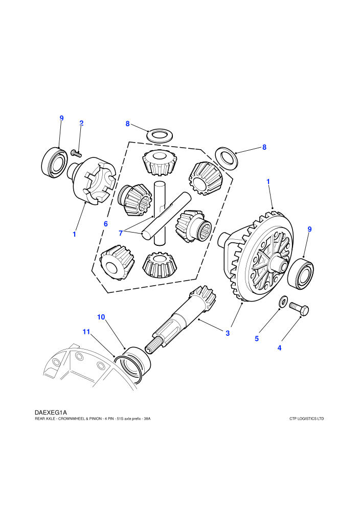 Crownwheel & Pinion-4 Pinion (Rear Axle)