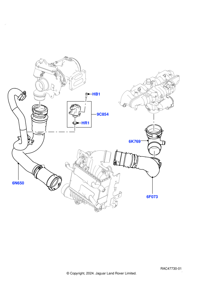 Intercooler/Air Ducts And Hoses (2.0L AJ200P Hi PHEV,2.0L I4 High DOHC AJ200 Petrol)(Air Ducts And Hoses,Solihull Plant Build)((V)TOLA999999 (V)FROMJA000001)