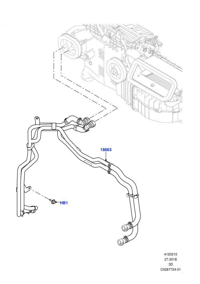 Heater Hoses (2.0L I4 DSL HIGH DOHC AJ200,2.0L I4 DSL MID DOHC AJ200,Less Heater,Premium Air Conditioning-Front/Rear,With Ptc Heater)(Solihull Plant Build)((V)FROMKA000001)