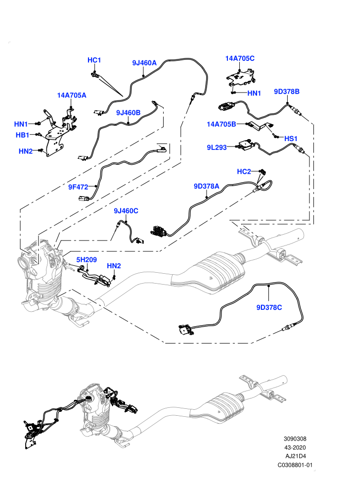 Exhaust Sensors And Modules (2.0L AJ21D4 Diesel Mid,EU6D - Final (Diesel) Emission,EU6D Final - Plus Emission,L7 Emission - Brazil)((V)FROMMA000001)