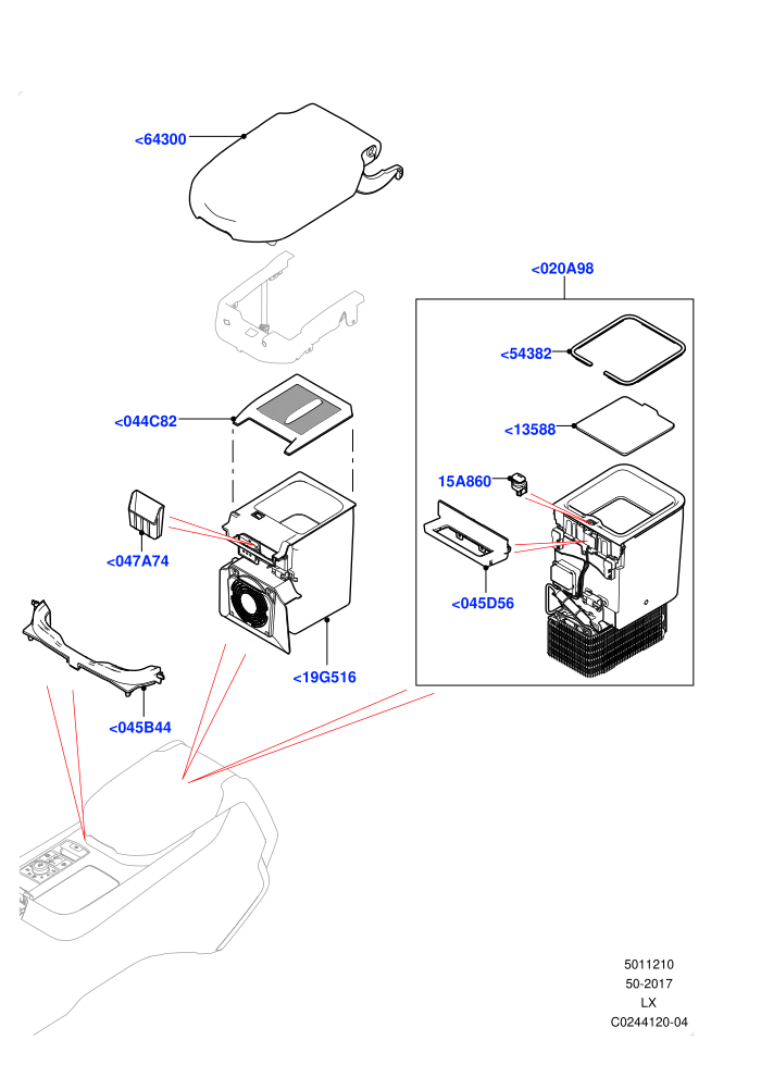 Console - Floor (For Stowage Boxes And Lids,Front)