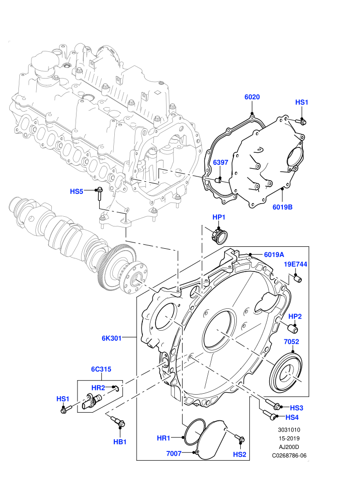 Timing Gear Covers (2.0L I4 DSL HIGH DOHC AJ200,2.0L I4 DSL MID DOHC AJ200)(Solihull Plant Build)((V)FROMHA000001)
