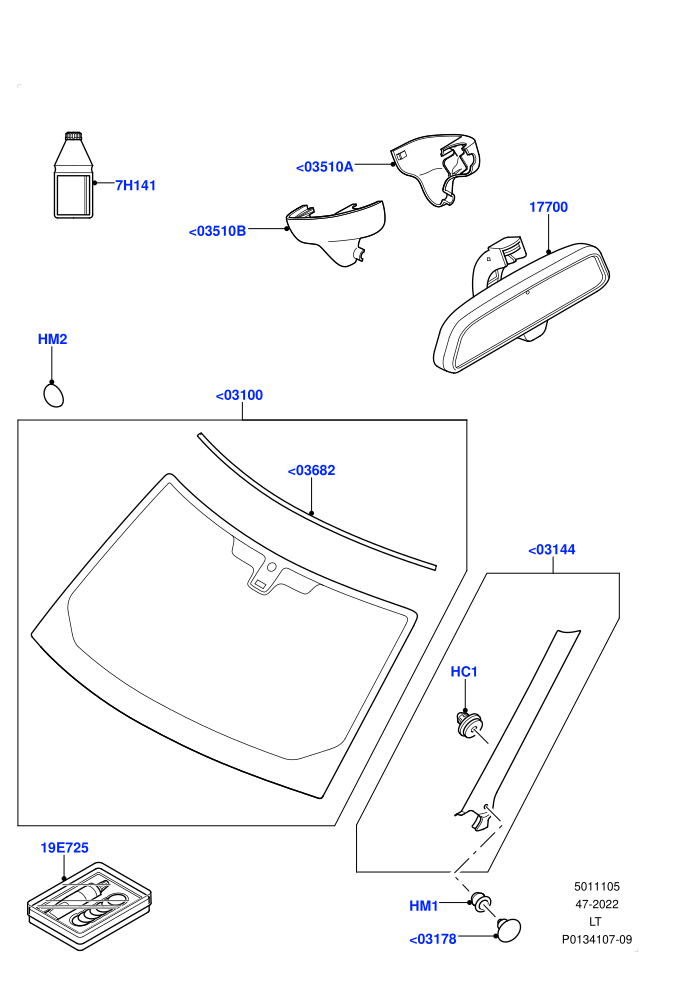 Windscreen/Inside Rear View Mirror ((V)TO9A999999)
