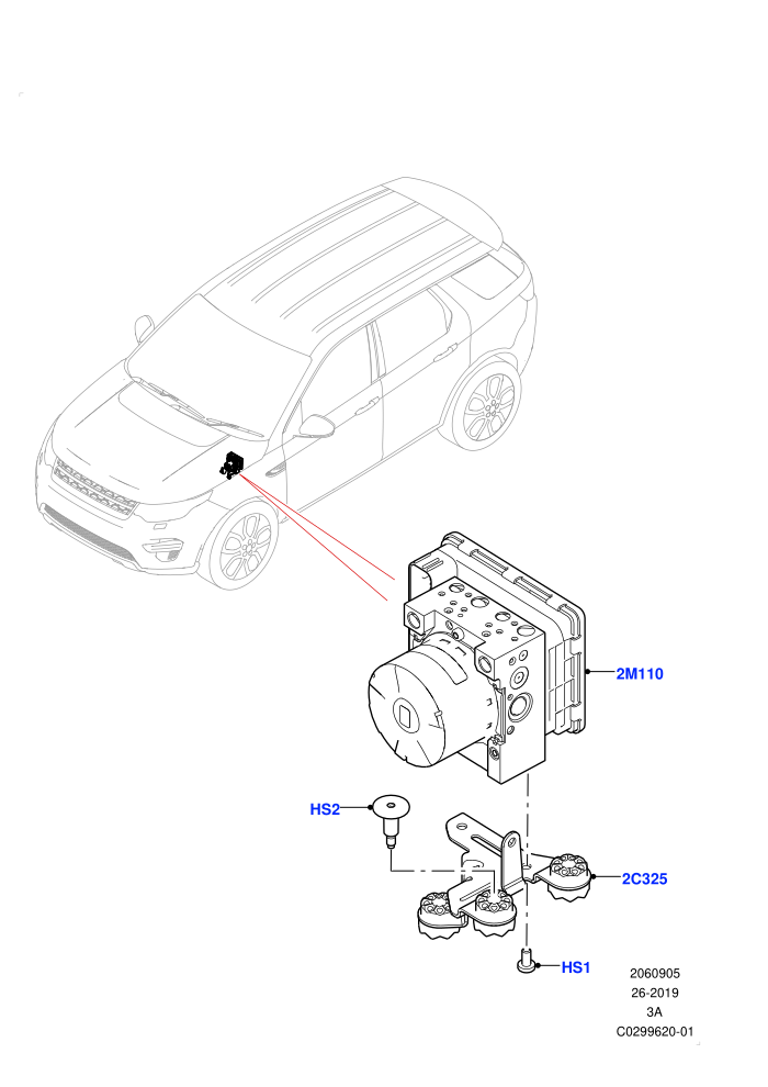 Anti-Lock Braking System (Electric Engine Battery-MHEV,Halewood (UK),Less Electric Engine Battery)(ABS Modulator)((V)TOLH999999 (V)FROMLH000001)