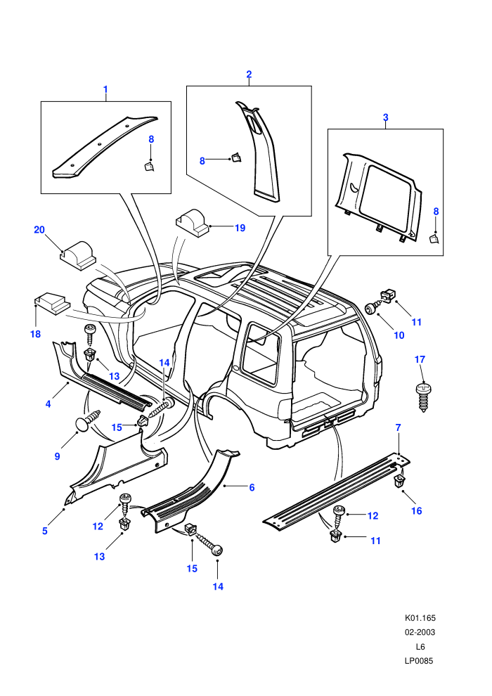 Post And Sill Finishers ((-)CDN/MEX/USA,5 Door Station Wagon)((V)FROM2A000001)