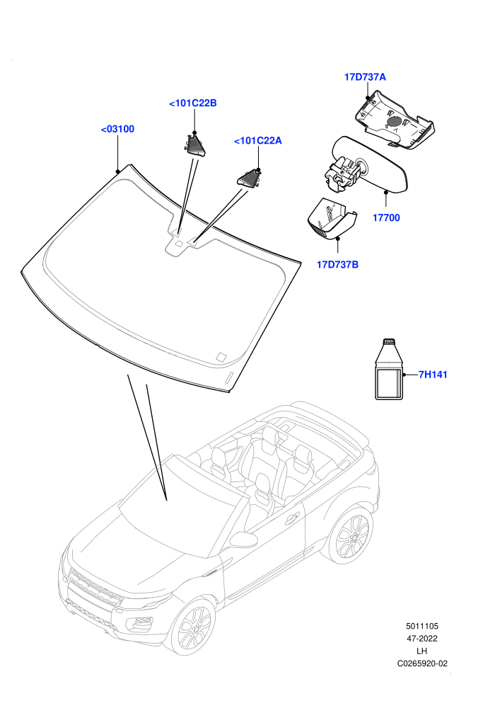 Windscreen/Inside Rear View Mirror (2 Door Convertible,Halewood (UK))