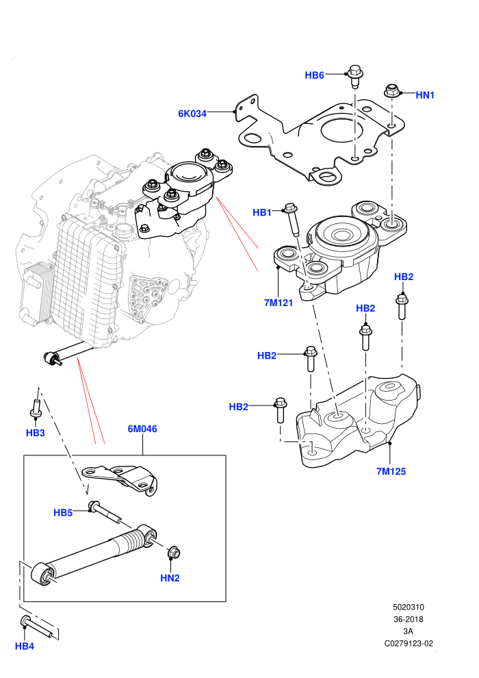 Transmission Mounting (2.0L I4 High DOHC AJ200 Petrol,2.0L I4 Mid AJ200 Petrol E100,2.0L I4 Mid DOHC AJ200 Petrol,Halewood (UK))((V)FROMJH000001)