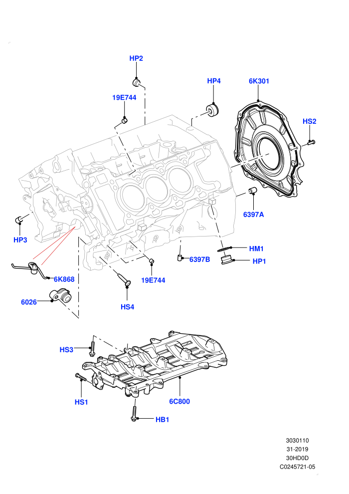 Cylinder Block And Plugs (3.0L DOHC GDI SC V6 PETROL)(Solihull Plant Build)((V)FROMEA000001)
