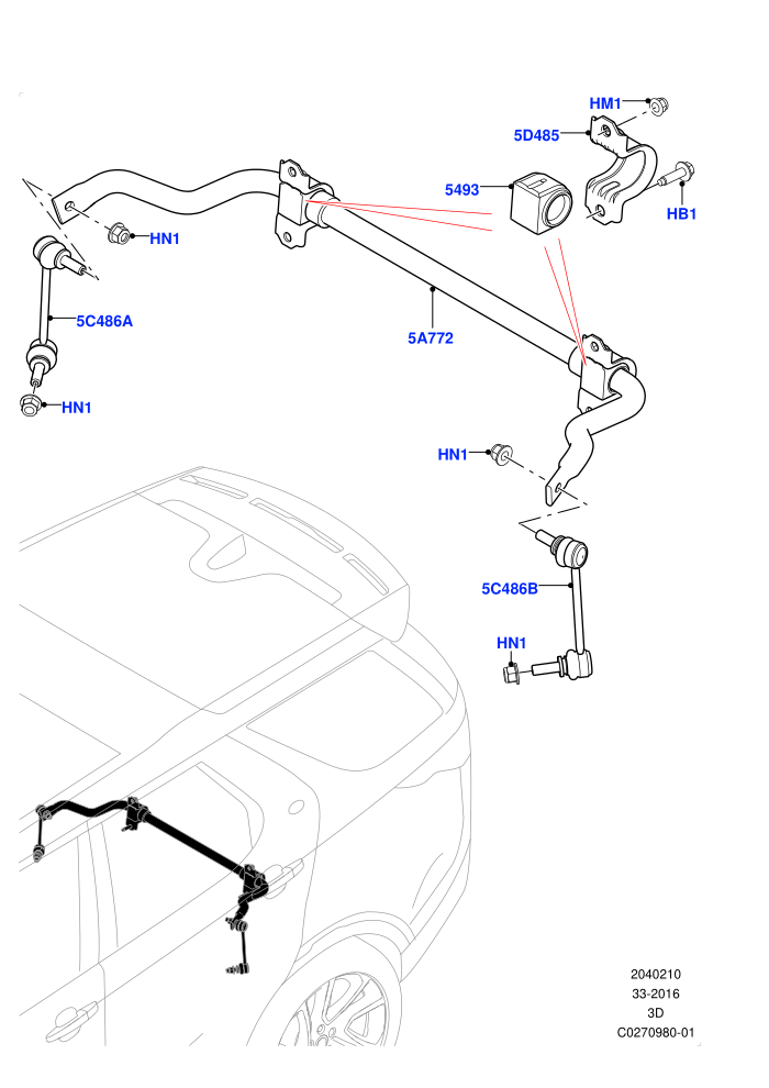Rear Cross Member & Stabilizer Bar (Conventional Stabilizer Bar,Solihull Plant Build)((V)FROMHA000001)