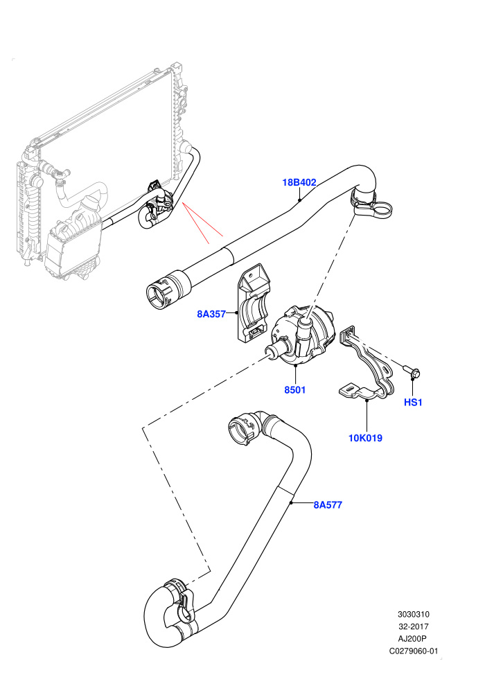 Water Pump (2.0L I4 High DOHC AJ200 Petrol)(Auxillary Unit)((V)FROMJH000001)