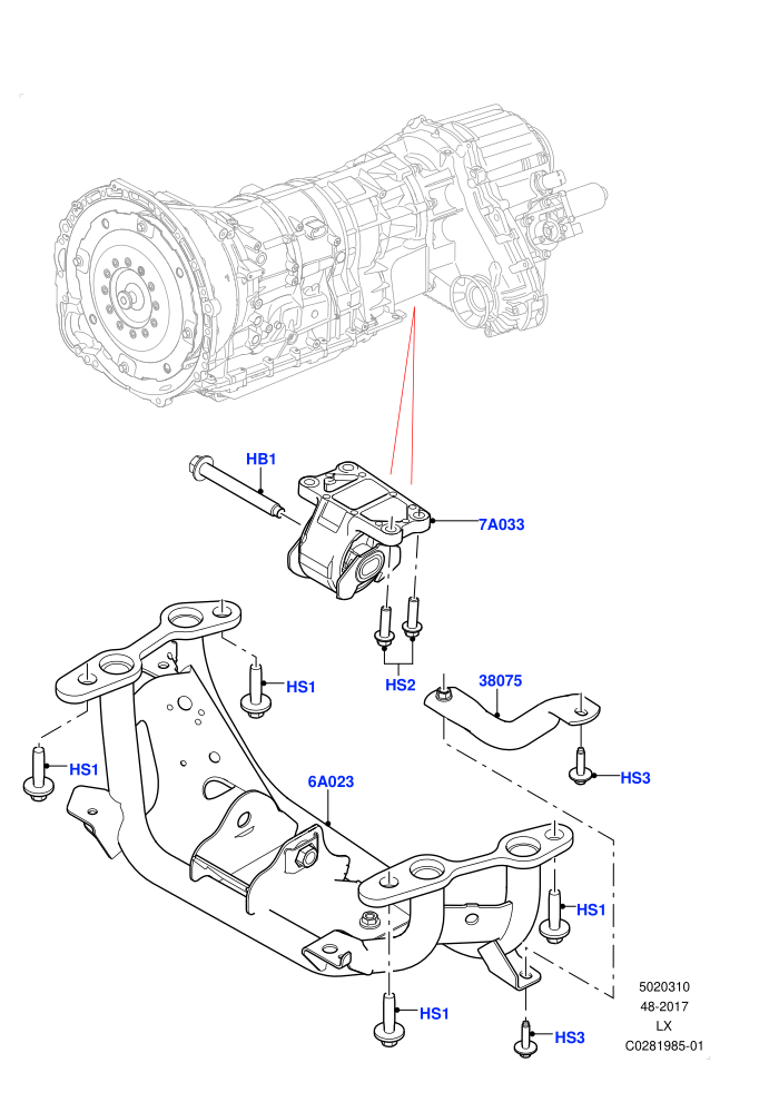 Transmission Mounting (2.0L I4 High DOHC AJ200 Petrol)((V)FROMJA000001)