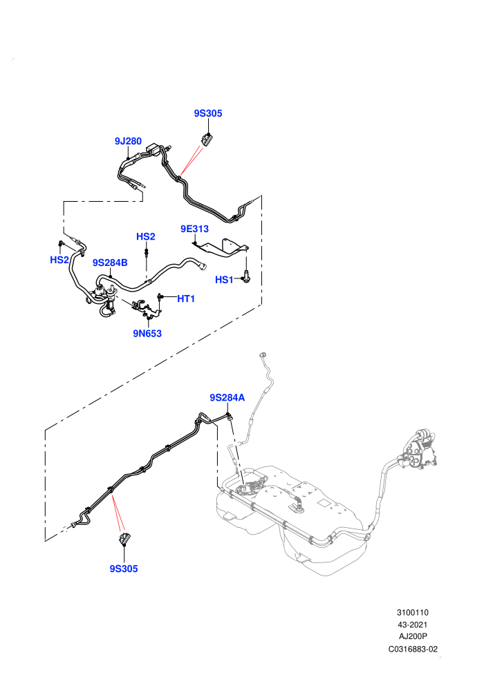 Fuel Lines (2.0L AJ20P4 Petrol Mid PTA,Changsu (China))((V)FROMMG575835)
