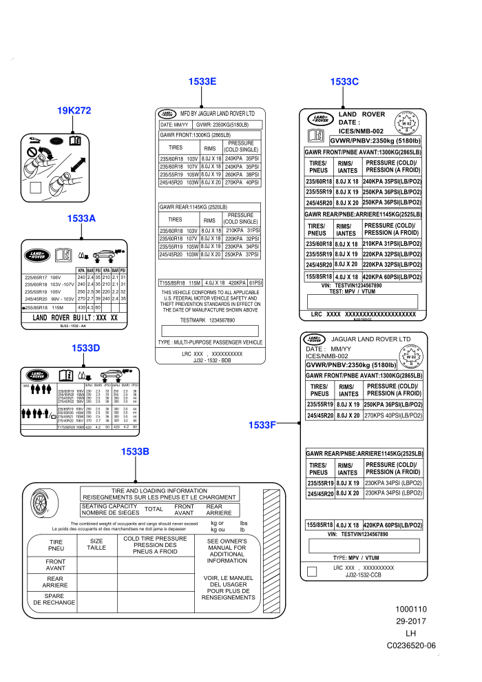 Labels (Halewood (UK))(Tyre Pressure Label)