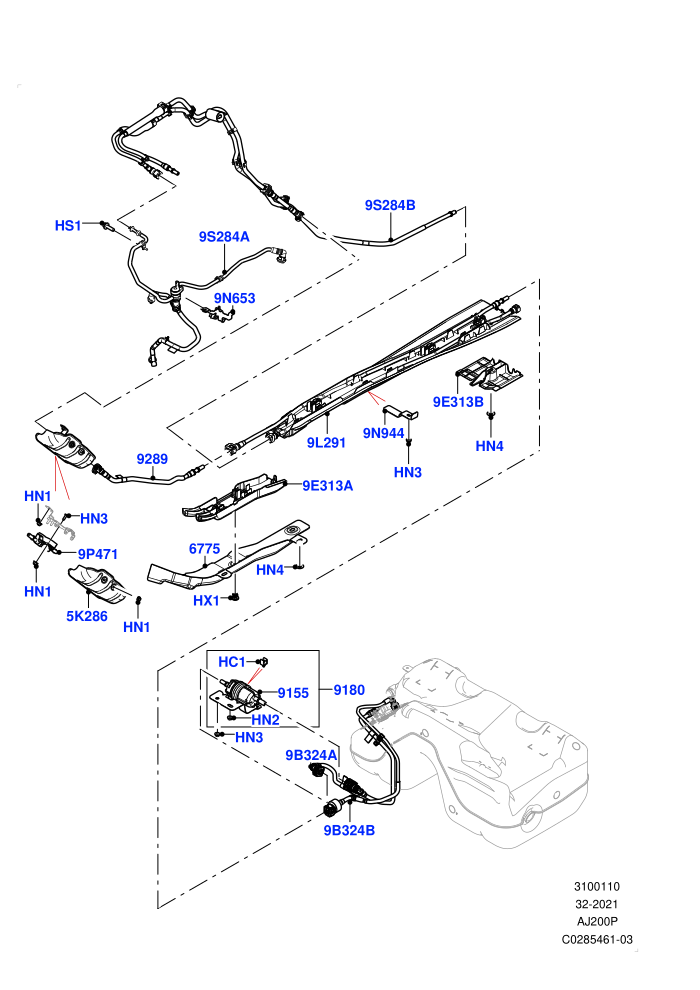 Fuel Lines (2.0L I4 Mid AJ200 Petrol E100,Itatiaia (Brazil))(Centre And Front)((V)FROMJT000001)