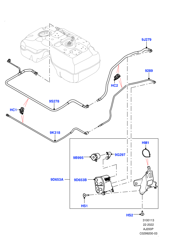Carbon Canister (2.0L AJ20P4 Petrol E100 PTA,2.0L AJ20P4 Petrol High PTA,2.0L AJ20P4 Petrol Mid PTA,Fuel Tank Filler Neck - Unleaded,Halewood (UK))((V)TOPH324948 (V)FROMLH000001)