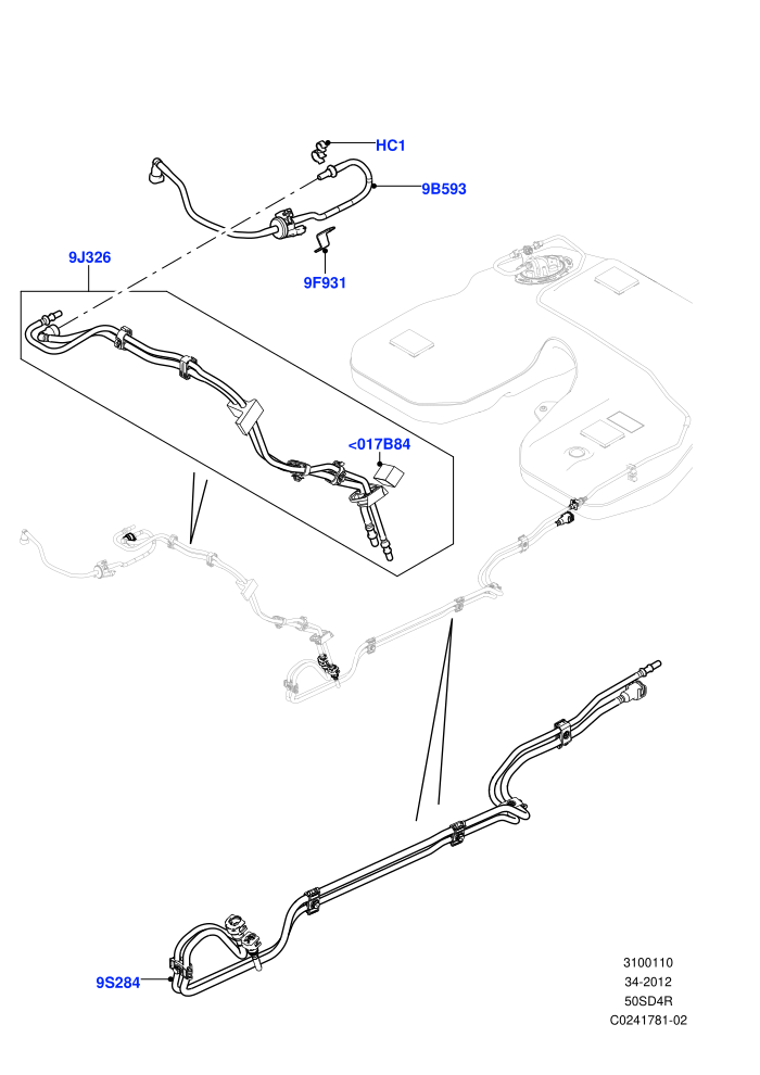 Fuel Lines ((-)CDN/USA,(-)KOR,5.0L OHC SGDI NA V8 Petrol - AJ133,Less FFV-(Ethanol) Fuel)(Front)((V)FROMEA000001)