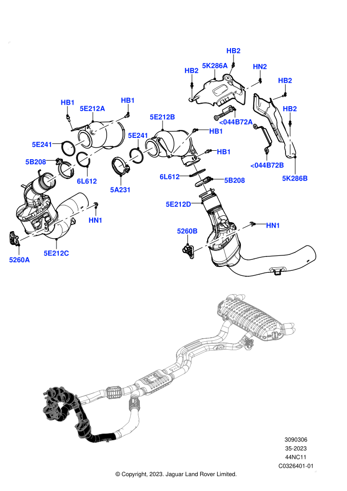Front Exhaust System (4.4L V8 Turbo Petrol(NC11))