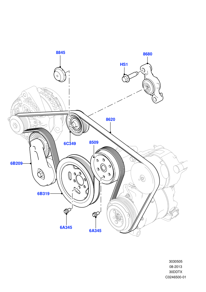 Pulleys And Drive Belts (3.0 V6 D Gen2 Mono Turbo,3.0 V6 D Gen2 Twin Turbo,3.0 V6 D Low MT ROW,3.0L 24V DOHC V6 TC Diesel,3.0L 24V V6 Turbo Diesel Std Flow,With ACE Suspension)(Front)((V)TOJA999999)