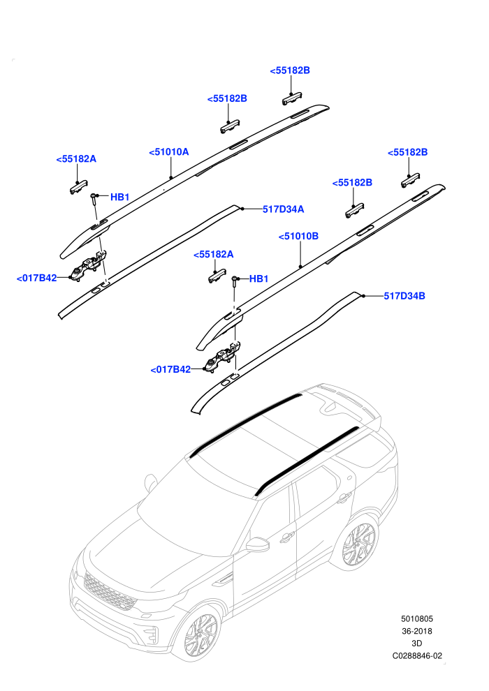 Roof Rack Systems (Roof Rack - Black,Roof Rack - Silver Painted Rails)(Nitra Plant Build)((V)FROMK2000001)