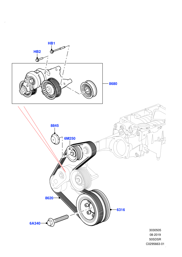 Pulleys And Drive Belts (5.0 Litre supercharged enhanced)((V)FROMKA000001)