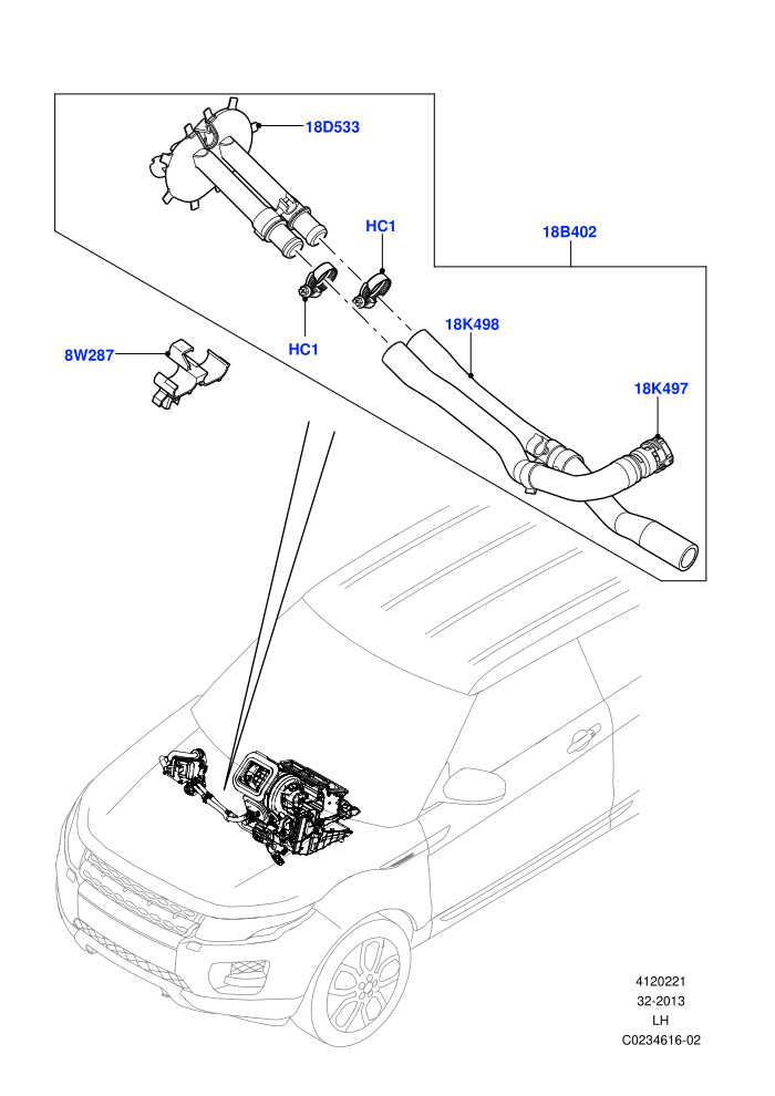 Auxiliary Heater Hoses (2.0L 16V TIVCT T/C 240PS Petrol,2.0L 16V TIVCT T/C Gen2 Petrol,2.0L I4 DSL MID DOHC AJ200,2.2L CR DI 16V Diesel,Fuel Fired Heater With Park Heat,Fuel Heater W/Pk Heat With Remote,Halewood (UK),With Fuel Fired Heater)