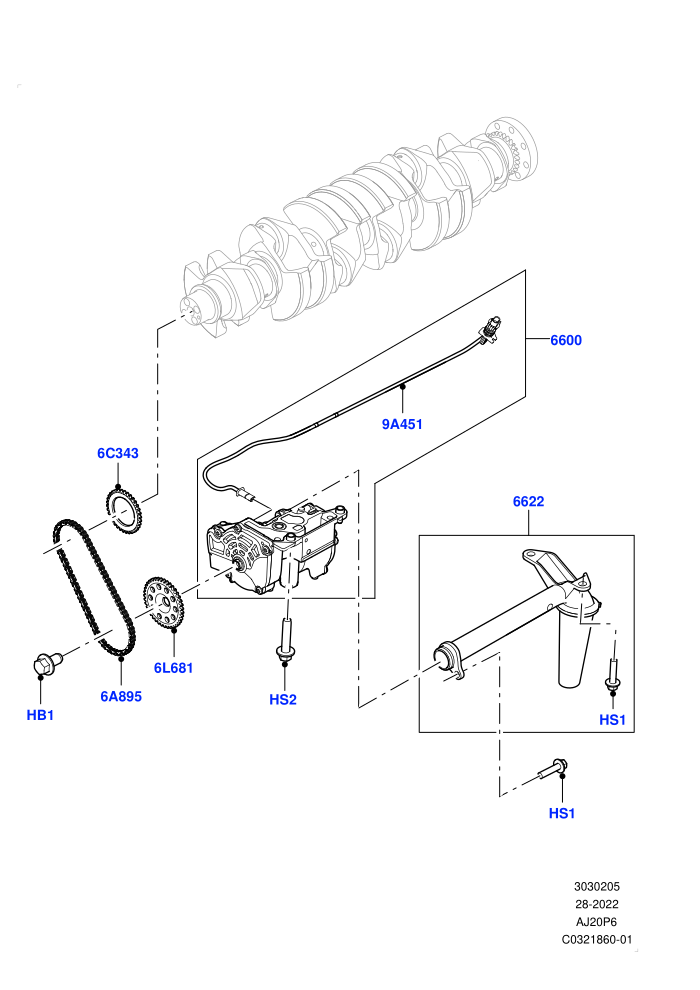 Oil Pump (3.0L AJ20P6 Petrol High)(Nitra Plant Build)((V)TOP2999999 (V)FROMP2000001)