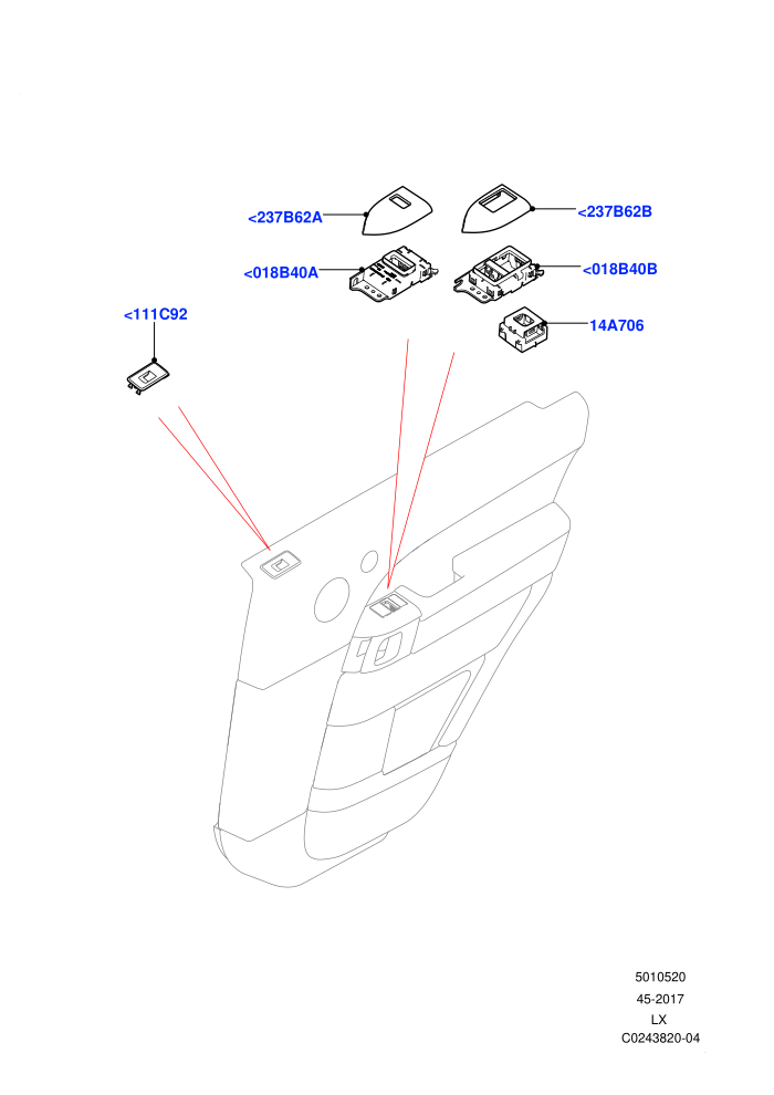 Rear Door Trim Installation (Non SVR,Version - Core)(For Switches)