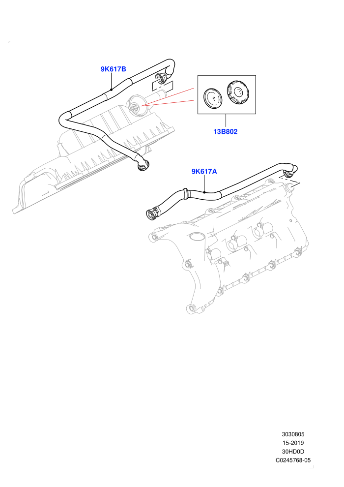 Emission Control - Crankcase (3.0L DOHC GDI SC V6 PETROL)(Solihull Plant Build)((V)FROMEA000001)