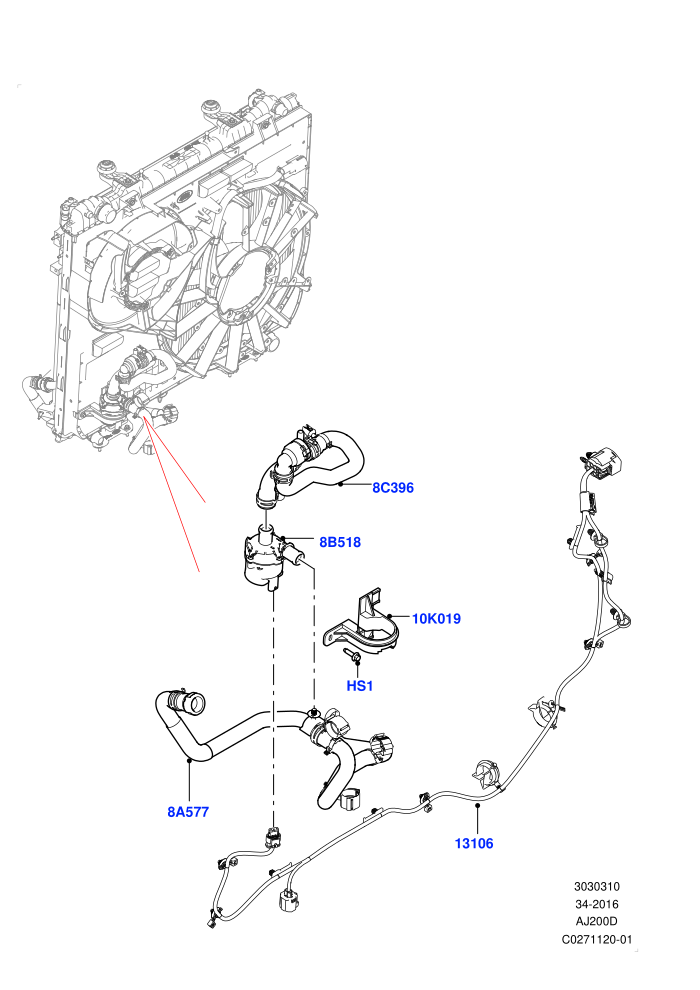 Water Pump (2.0L I4 DSL MID DOHC AJ200)(Auxiliary Unit,Solihull Plant Build)((V)FROMHA000001)