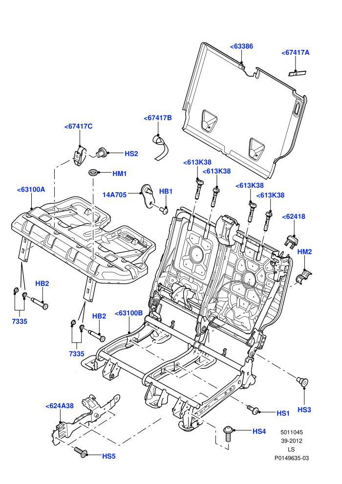 Rear Seat Frame (With 65/35 Split Fold Rear Seat)((V)TO9A999999)