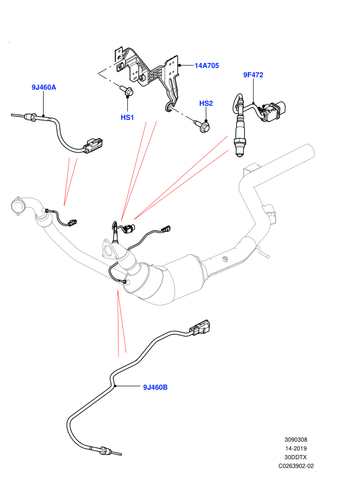 Exhaust Sensors And Modules (3.0 V6 Diesel Electric Hybrid Eng,3.0L 24V V6 Turbo Diesel Std Flow,Euro Stage 4 Emissions)